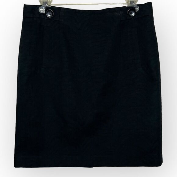 Ann Taylor Petite Black Textured Cotton Jacquard Pencil Mini Skirt Size 6P - Picture 1 of 14